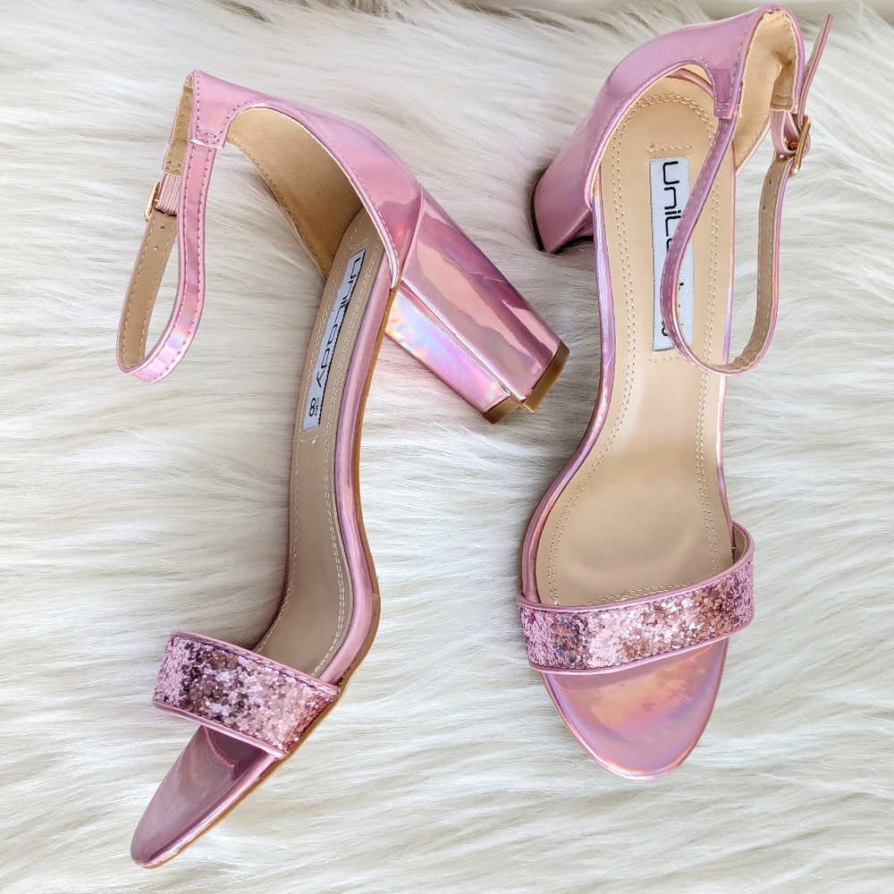 Unilady Pink Iridescent Sparkle Heels